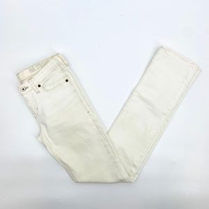 MADEWELL Women's Ivory Off White Mid Rise Rail Straight Denim Jeans Size 27 x 34